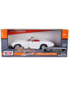 1967 Chevrolet Corvette C2 Convertible White with Red Interior "Timeless Legends" Series 1/24 Diecast Model Car by Motormax