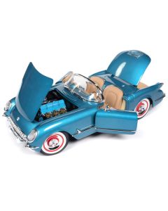 1954 Chevrolet Corvette Convertible Pennant Blue Metallic "American Muscle" Series 1/18 Diecast Model Car by Auto World