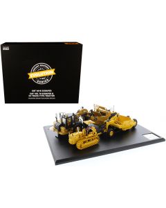 CAT Caterpillar 621K Tractor Scraper and CAT Caterpillar D7 Track-Type Tractor with No. 70 Scraper Set "Evolution Series" 1/50 Diecast Models by Diecast Masters