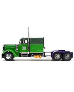 1992 Peterbilt 379 Truck Tractor Green Two-Tone and Purple "The Incredible Hulk" "Marvel Avengers" Series Diecast Model by Jada