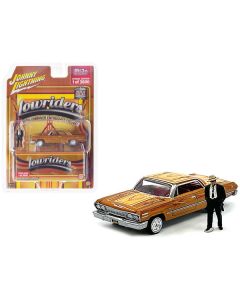 1963 Chevrolet Impala Lowrider Orange with Graphics and Diecast Figure Limited Edition to 3600 pieces Worldwide 1/64 Diecast Model Car by Johnny Lightning