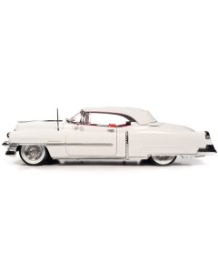 1953 Cadillac Eldorado Soft Top Alpine White with Red Interior 1/18 Diecast Model Car by Auto World