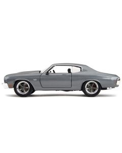 1970 Chevrolet Chevelle SS Gray Metallic with Black Stripes "Fast & Furious" (2009) Movie "Fast & Furious" Series 1/24 Diecast Model Car by Jada