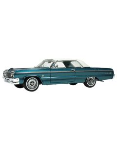 1964 Chevrolet Impala Lagoon Aqua Blue Metallic with Blue Interior and White Top Limited Edition to 200 pieces Worldwide 1/43 Model Car by Goldvarg Collection