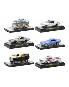 "Auto Meets" Set of 6 Cars IN DISPLAY CASES Release 74 Limited Edition 1/64 Diecast Model Cars by M2 Machines