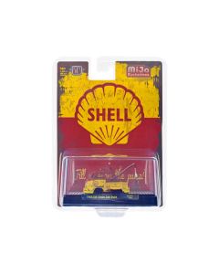 1960 Volkswagen Single Cab Tow Truck Yellow and Red (Weathered) "Shell Oil" Limited Edition to 4400 pieces Worldwide 1/64 Diecast Model by M2 Machines