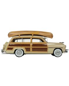 1949 Mercury Woodie Miami Cream with Yellow and Woodgrain Sides and Green Interior with Kayak on Roof Limited Edition to 200 pieces Worldwide 1/43 Model Car by Goldvarg Collection