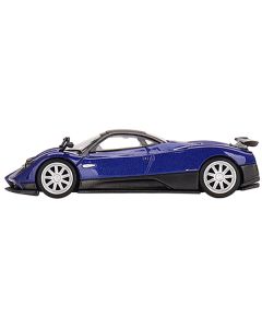 Pagani Zonda F Blu Argentina Blue Metallic with Black Top Limited Edition to 3000 pieces Worldwide 1/64 Diecast Model Car by Mini GT