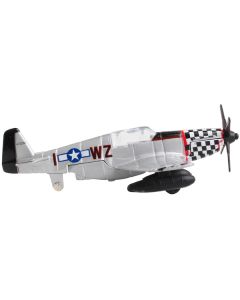 North American P-51 Mustang Fighter Aircraft Silver Metallic "United States Army Air Force" with Runway Section Diecast Model Airplane by Runway24