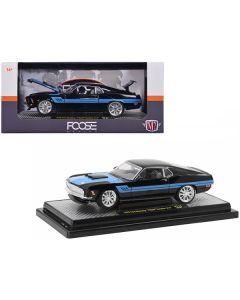 1970 Ford Mustang Gambler 514 Black with Blue Stripes "Foose" Limited Edition to 6650 pieces Worldwide 1/24 Diecast Model Car by M2 Machines