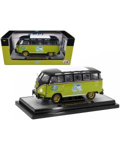 1960 Volkswagen Microbus Deluxe U.S.A. Model Lime Green and Black "EMPI Equipped" Limited Edition to 6550 pieces Worldwide 1/24 Diecast Model Car by M2 Machines