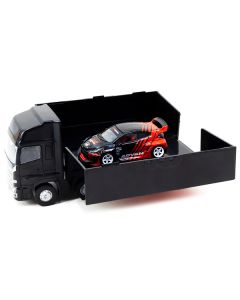 Toyota "Pandem" Yaris RHD (Right Hand Drive) Red and Black "Advan" Livery with Plastic Transporter Packaging "Advan" 1/64 Diecast Model Car by Tarmac Works