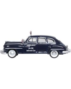 1946 DeSoto Suburban Ambulance Dark Blue "Junction City Ambulance" 1/87 (HO) Scale Diecast Model Car by Oxford Diecast