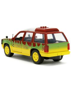 Ford Explorer Red and Yellow with Green Graphics "Jurassic Park" (1993) Movie 30th Anniversary "Hollywood Rides" Series 1/32 Diecast Model Car by Jada