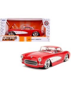 1957 Chevrolet Corvette Red with Red Interior "Bigtime Muscle" 1/24 Diecast Model Car by Jada