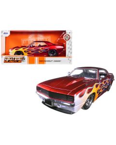 1969 Chevrolet Camaro Red with Flames 1/24 Diecast Model Car by Jada