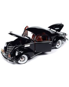 1937 Lincoln Zephyr Black with Red Interior 1/18 Diecast Model Car by Auto World