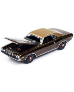 1971 Dodge Challenger R/T Dark Gold Metallic with Gold Vinyl Roof "Mecum Auctions" Limited Edition to 2496 pieces Worldwide "Premium" Series 1/64 Diecast Model Car by Auto World