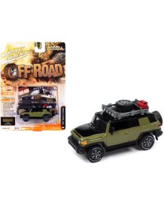 2007 Toyota FJ Cruiser "Furlough the Four-High" Olive Green with Black Hood and Top and Roof Rack "Off Road" Limited Edition to 3028 pieces Worldwide "Street Freaks" Series 1/64 Diecast Model Car by Johnny Lightning