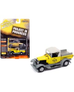 1929 Ford Model A Pickup Truck "Model A+" Yellow and Primer Gray "Project in Progress" Limited Edition to 2572 pieces Worldwide "Street Freaks" Series 1/64 Diecast Model Car by Johnny Lightning