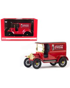 1917 Ford Model T Cargo Van "Coca-Cola" Red with Black Top 1/24 Diecast Model Car by Motorcity Classics