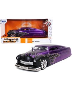 1951 Mercury Purple with Black Flames "Bigtime Muscle" 1/24 Diecast Model Car by Jada