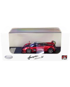 Pagani Huayra Roadster BC Red Metallic and Carbon with Red and White Stripes 1/64 Diecast Model Car by LCD Models