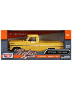 1972 Ford F-100 Pickup Truck Yellow "Timeless Legends" Series 1/24 Diecast Model Car by Motormax