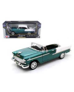 1955 Chevrolet Bel Air Hard Top Green Metallic and White 1/18 Diecast Model Car by Motormax