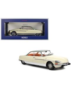 1968 Citroen DS 21 Le Leman Ivory and Green Metallic with Orange Interior 1/18 Diecast Model Car by Norev