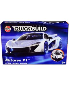 Skill 1 Model Kit McLaren P1 White Snap Together Painted Plastic Model Car Kit by Airfix Quickbuild