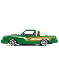 1987 Buick Regal 3.8 SFI Turbo Green Metallic and Cream with Graphics "Get Low" Series 1/24 Diecast Model Car by Motormax