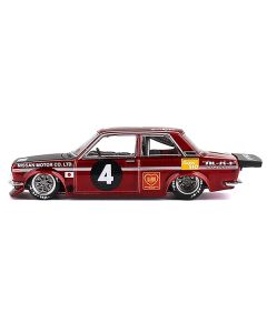 Datsun 510 Pro Street JPN V1 #4 Dark Red Metallic with Black Hood and Red Interior (Designed by Jun Imai) "Kaido House" Special 1/64 Diecast Model Car by Mini GT