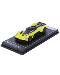 Aston Martin Valkyrie Lime Essence Yellow Metallic with Black Top "Hypercar League Collection" 1/64 Diecast Model Car by PosterCars