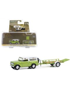 1970 Harvester Scout Lime Green Metallic with Alpine White Top and Utility Trailer "Hitch & Tow" Series 30 1/64 Diecast Model Car by Greenlight