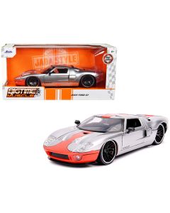 2005 Ford GT Silver with Orange Stripe "Bigtime Muscle" 1/24 Diecast Model Car by Jada