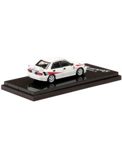 Mitsubishi Lancer RS Evolution III RHD (Right Hand Drive) Scortia White with Red Rally Stripes 1/64 Diecast Model Car by Hobby Japan