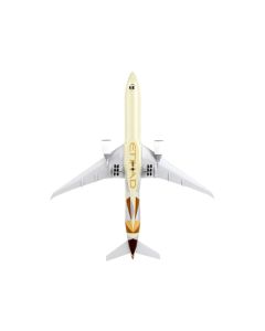 Boeing 777-300ER Commercial Aircraft with Landing Gear "Etihad Airways" (A6-ETA) Beige with Tail Graphics (Snap-Fit) 1/200 Plastic Model by Skymarks