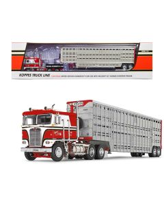 Kenworth K100 COE Red and White with 45' Wilson Vintage Livestock Trailer 