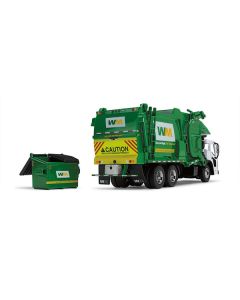 Mack LR Garbage Truck with McNeilus Meridian Front Load Refuse Body White and Green with Refuse Bin "Waste Management" 1/64 Diecast Model by First Gear