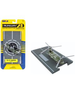 Boeing CH-47 Chinook Helicopter Olive Camouflage "United States Army" with Runway Section Diecast Model by Runway24