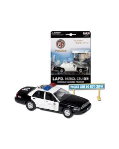 Ford Crown Victoria Police Cruiser Black and White "Los Angeles Police Department" with Police Sign Diecast Model by Daron