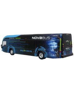 Nova Bus LFSe Electric Transit Bus "Bring Life to Your City" Black and Blue with Graphics 1/87 (HO) Diecast Model by Iconic Replicas