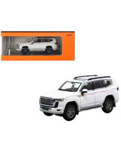 Toyota Land Cruiser 300 White with Graphics 1/64 Diecast Model Car by GCD