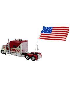 1997 Peterbilt 379 Tractor Truck White and Red Metallic with American Flag Limited Edition to 504 pieces Worldwide "Vintage Heavy Haul Truck Collection" 1/43 Diecast Model by Iconic Replicas