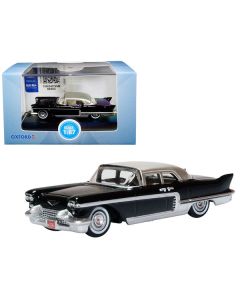 1957 Cadillac Eldorado Brougham Ebony Black with Silver Metallic Top 1/87 (HO) Scale Diecast Model Car by Oxford Diecast