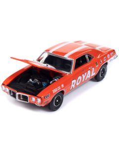 1969 Pontiac Firebird Royal Bobcat Carousel Red with White Stripes and Graphics "Vintage Muscle" Limited Edition 1/64 Diecast Model Car by Auto World