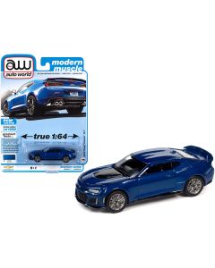 2018 Chevrolet Camaro ZL1 Hyper Blue Metallic "Modern Muscle" Limited Edition to 13000 pieces Worldwide 1/64 Diecast Model Car by Auto World