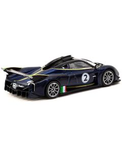 Pagani Huayra R #2 Blu Avio Blue Metallic with Black Top "Global64" Series 1/64 Diecast Model by Tarmac Works