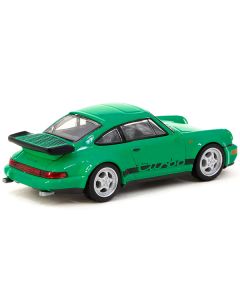 Porsche 911 Turbo Green with Black Stripes "Collab64" Series 1/64 Diecast Model Car by Schuco & Tarmac Works